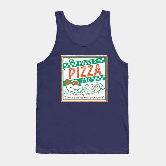 Mikey's Ninja Turtles Pizza Takeout - I like a little Hot Sauce - Retro 90s Comic Tank Top by Nemons